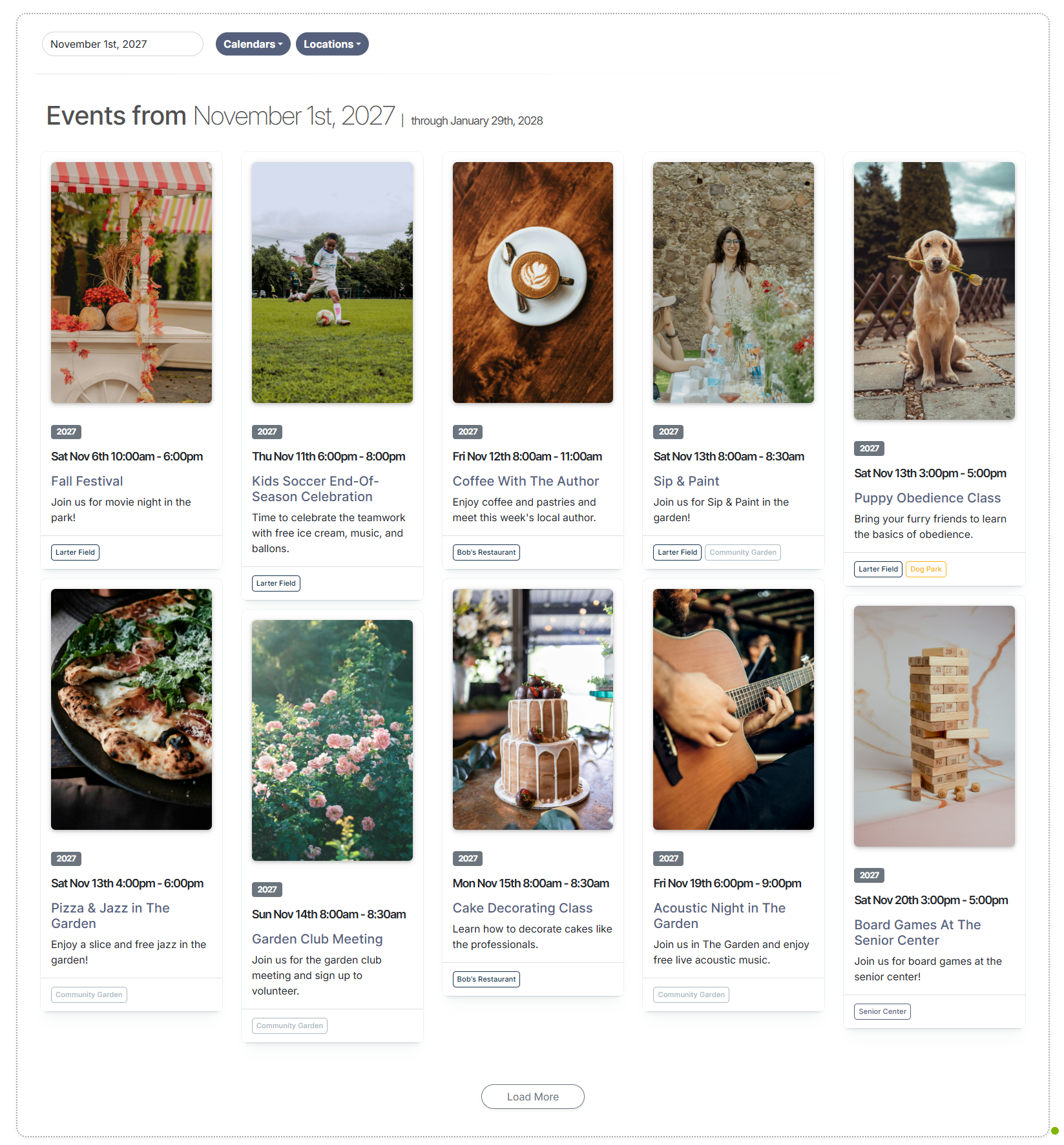 Share a calendar or individual events using social media and email
