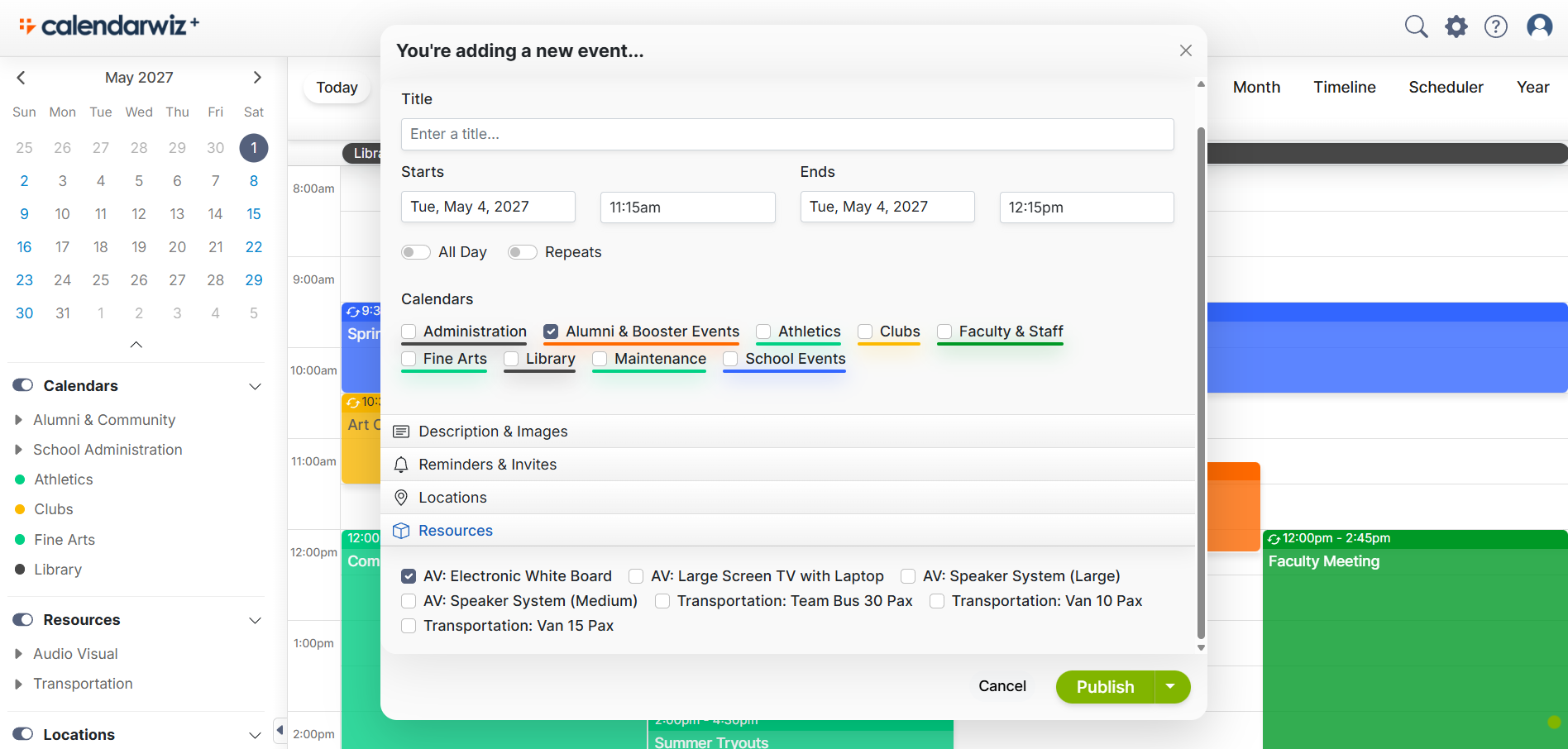 CalendarWiz+ resource management